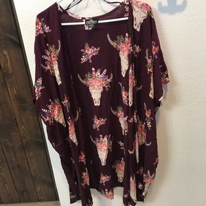 Western Skull Print Kimono